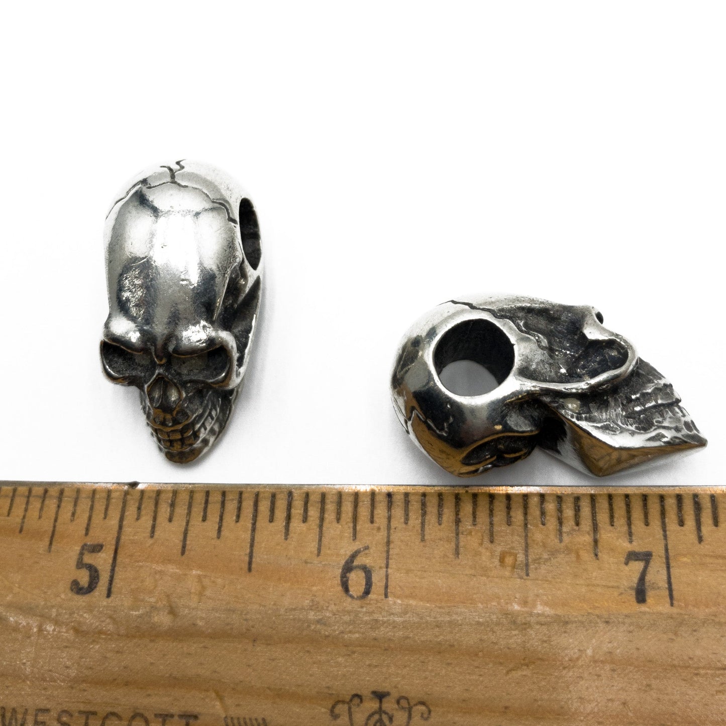 Pewter Skull Large Hole Bead - 1 pc. (M99)