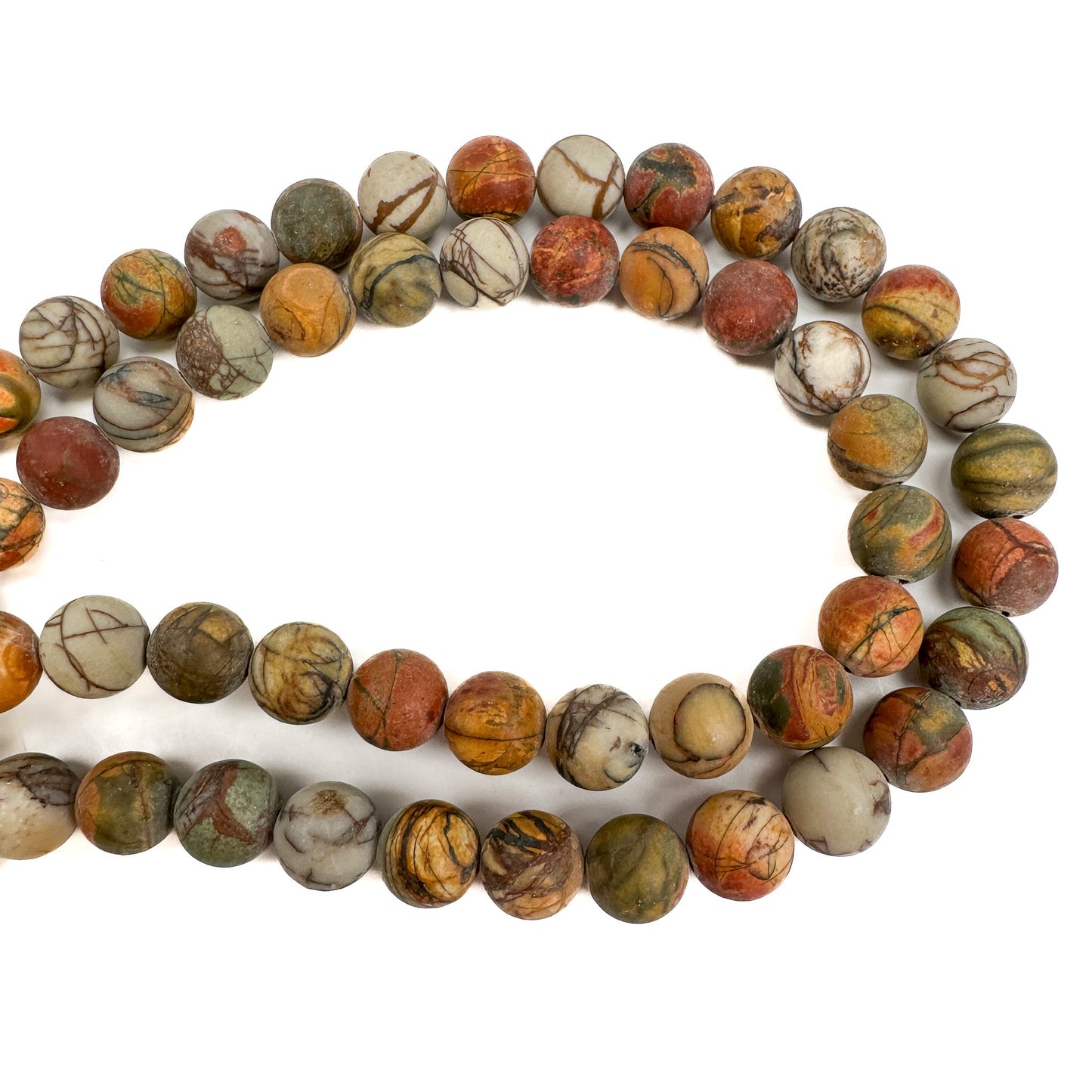 Picasso Jasper 8mm Smooth Round Bead - 8.75" Strand (GEM2215)