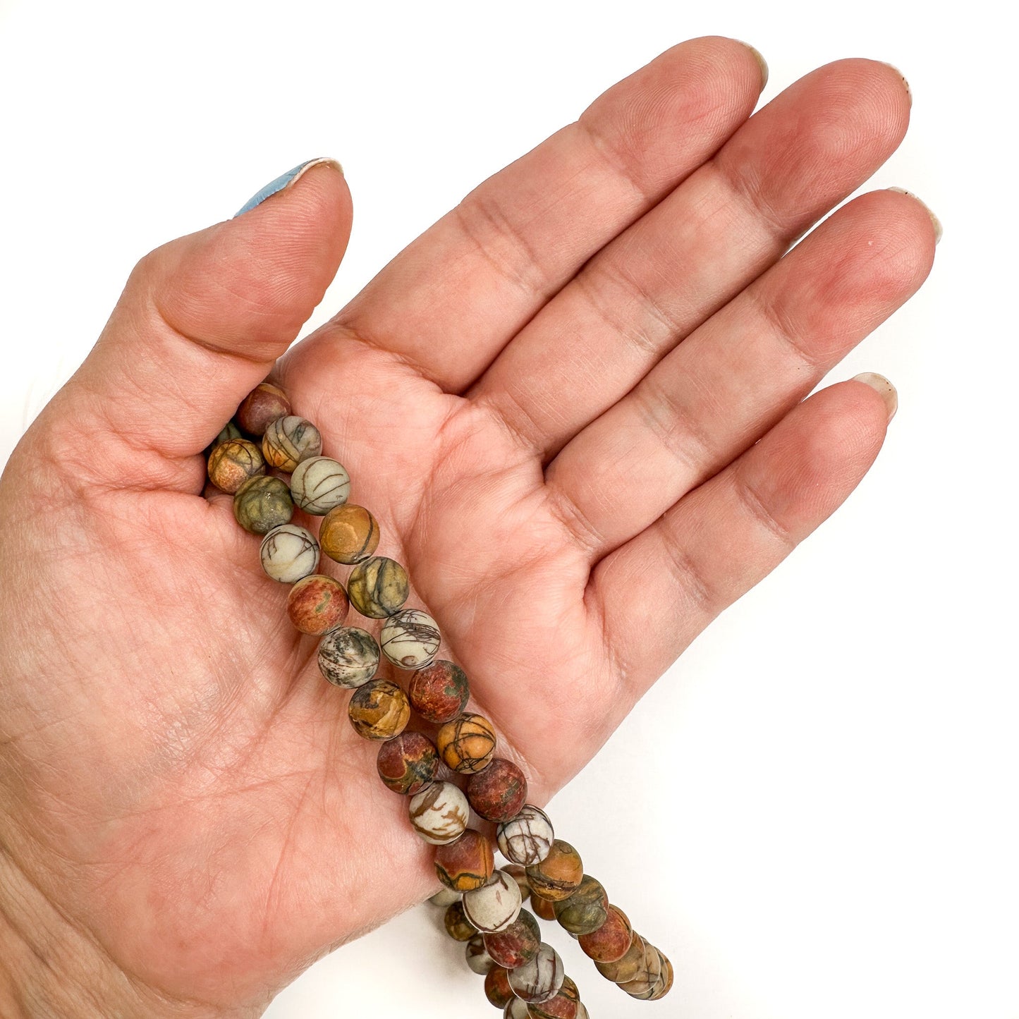 Picasso Jasper 8mm Smooth Round Bead - 8.75" Strand (GEM2215)