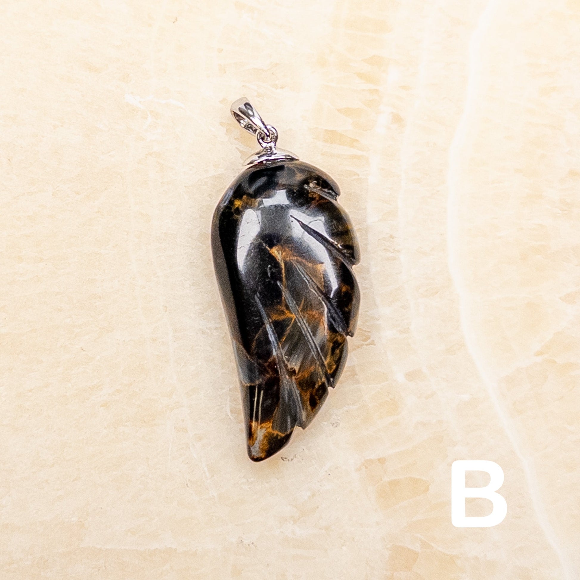 Pietersite 35mm Angel Wing Carved Pendant - 1 pc.-The Bead Gallery Honolulu