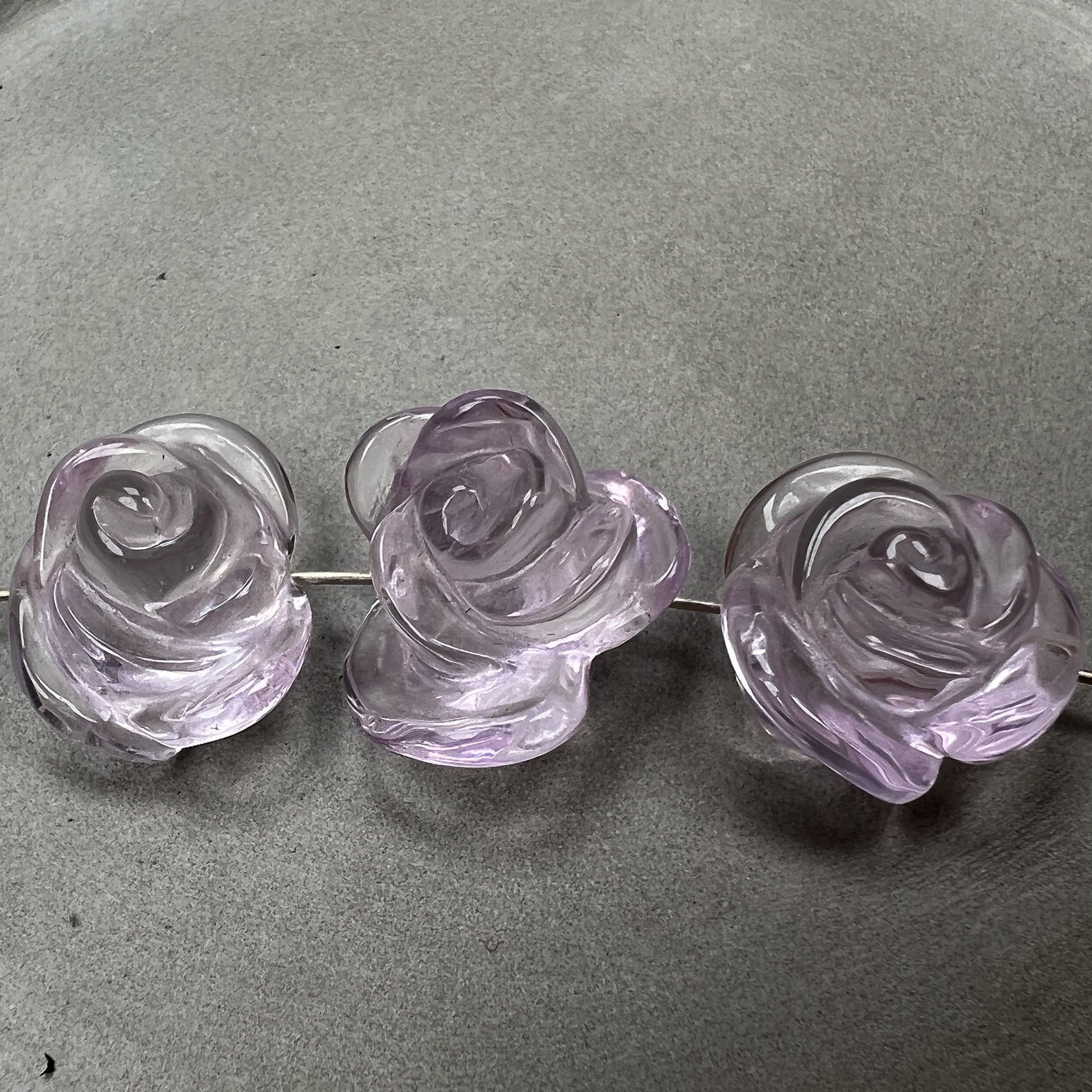 Pink Amethyst 15-20mm Carved Rose Bead - 1 pc.