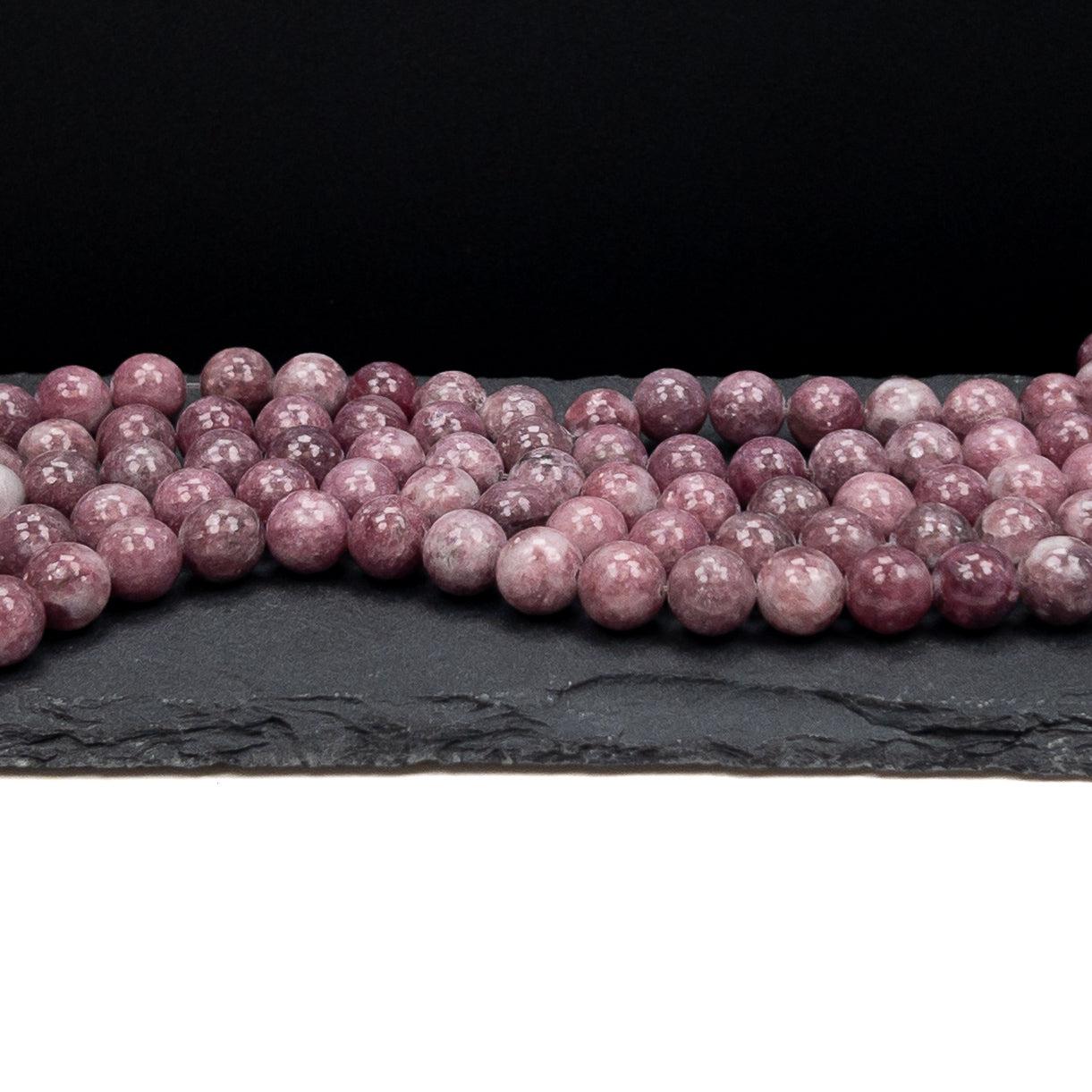 Pink Lepidolite 10mm Round Bead - 7.5" Strand