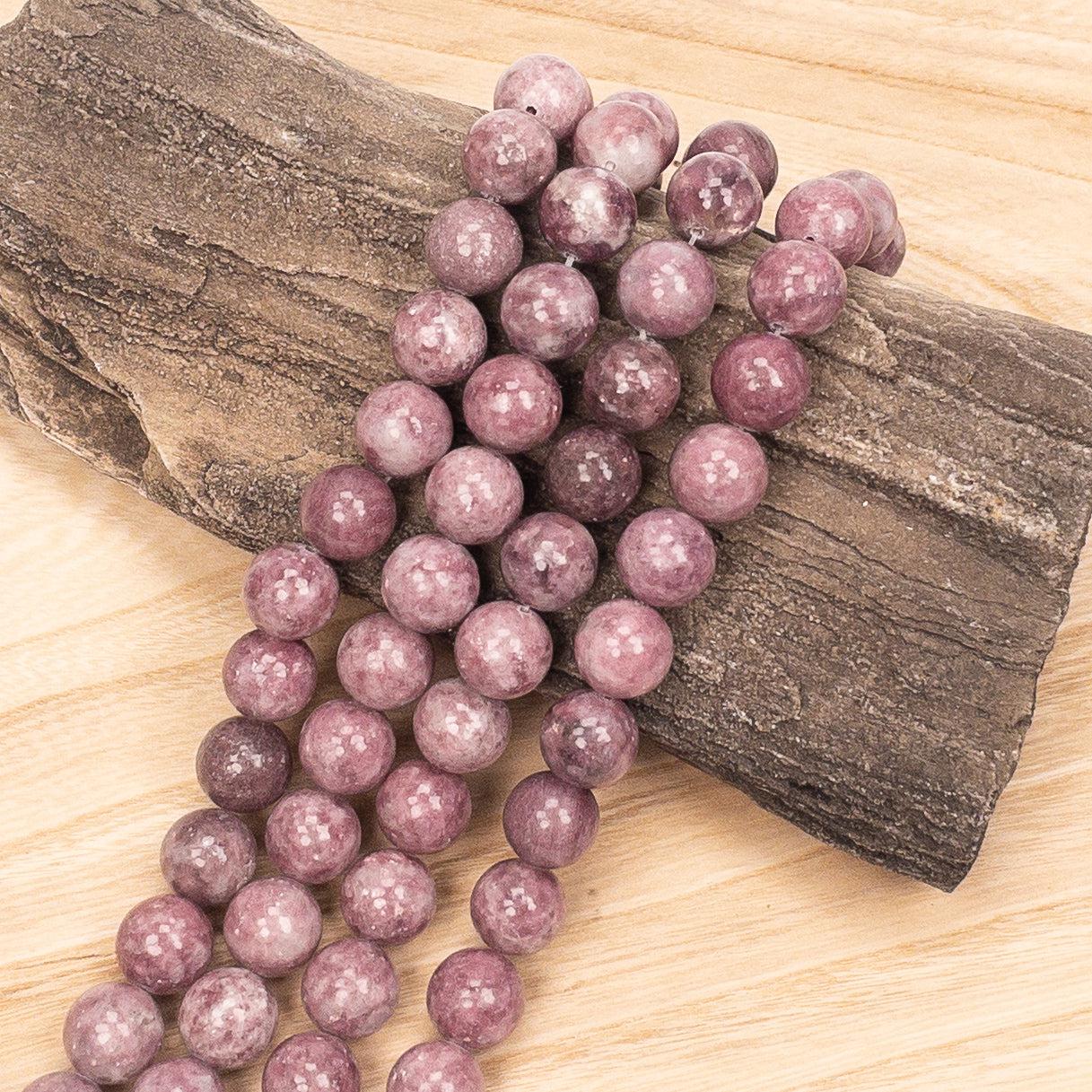 Pink Lepidolite 12mm Round Bead - 7.5" Strand