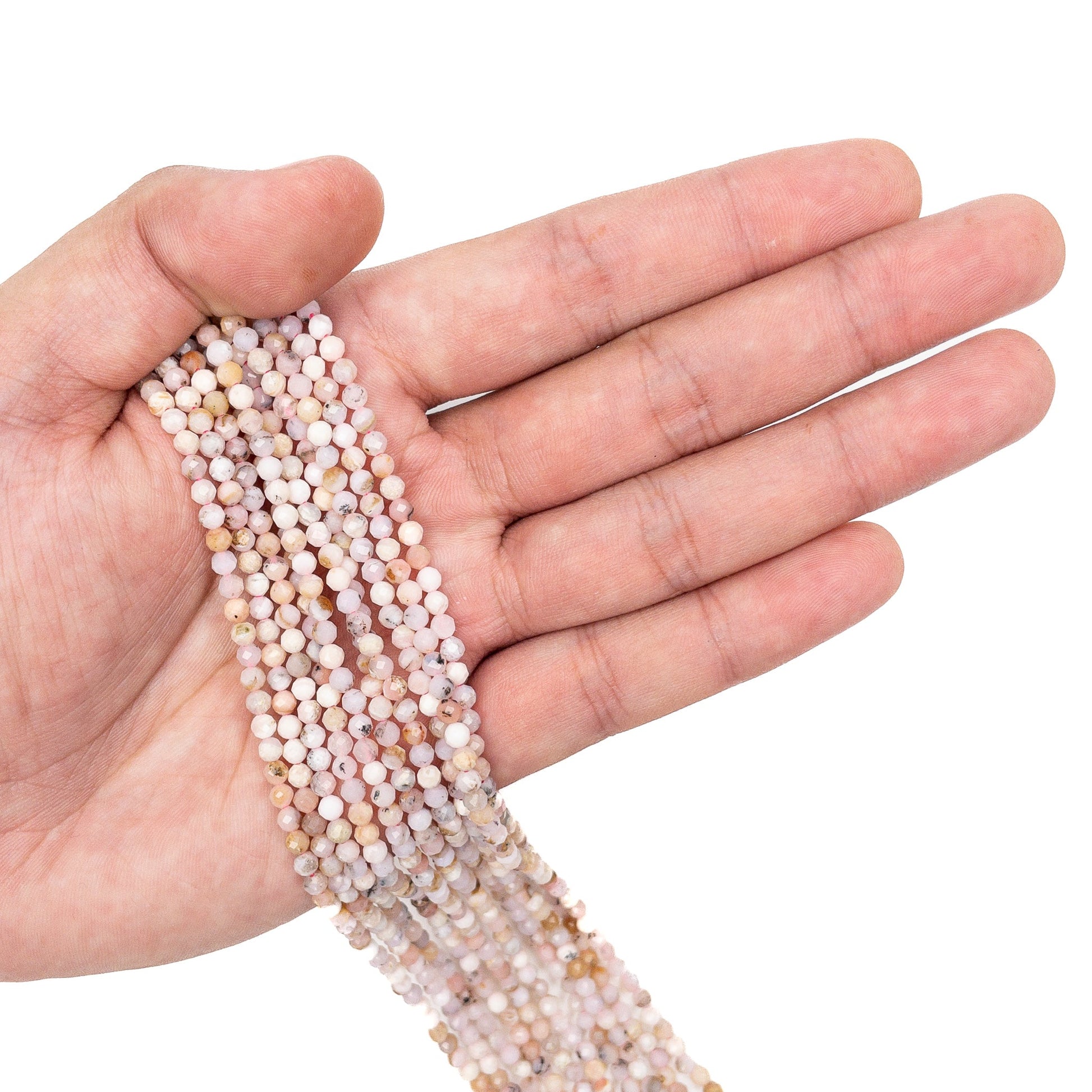 Pink Opal 3.5mm Faceted Round Bead - 7.5" Strand