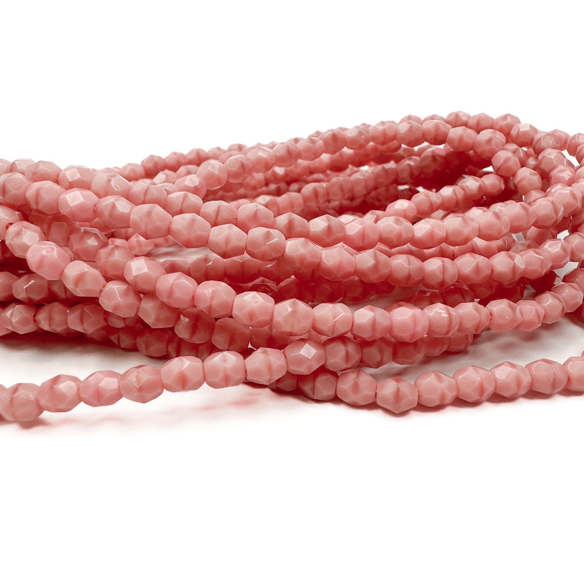 Pink Silk 4mm Faceted Glass Bead - 50 pcs.-The Bead Gallery Honolulu