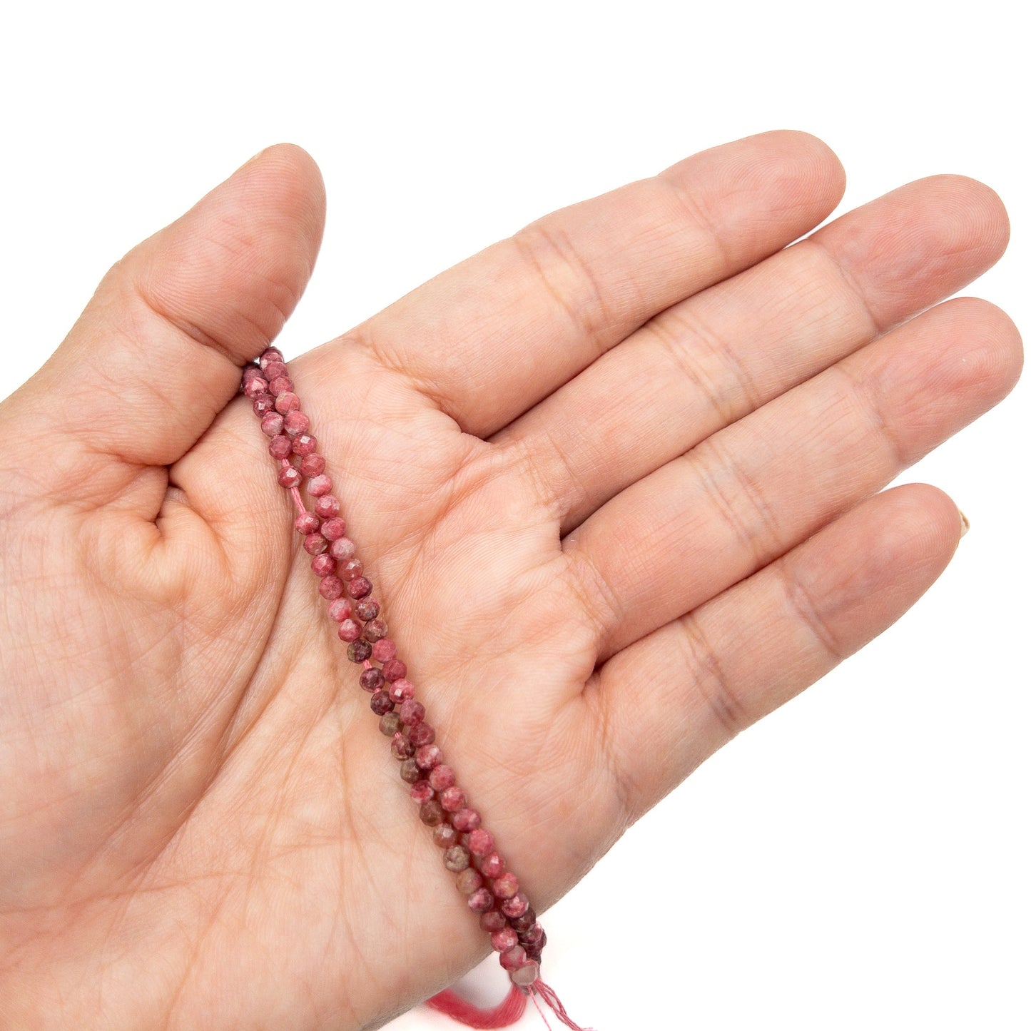 Pink Thulite 3mm Faceted Round Bead - 6" Strand