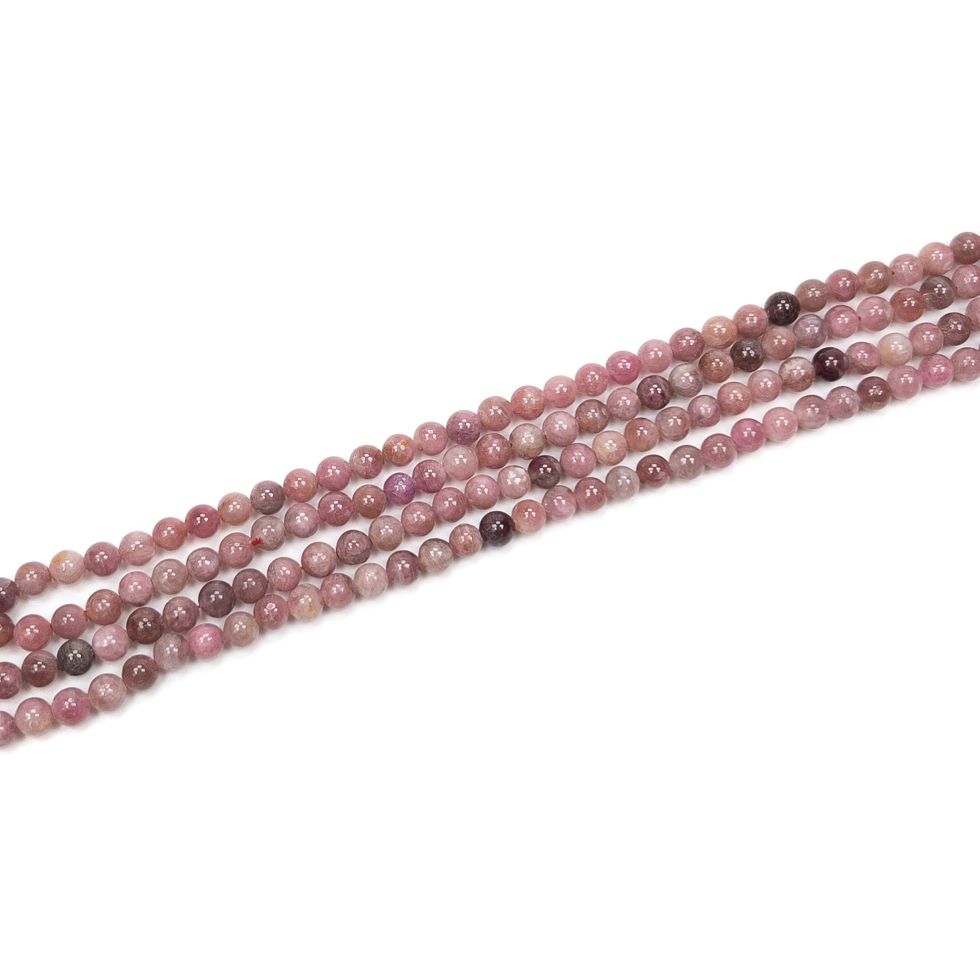 Pink Tourmaline 4mm Smooth Round Bead - 7.75" Strand