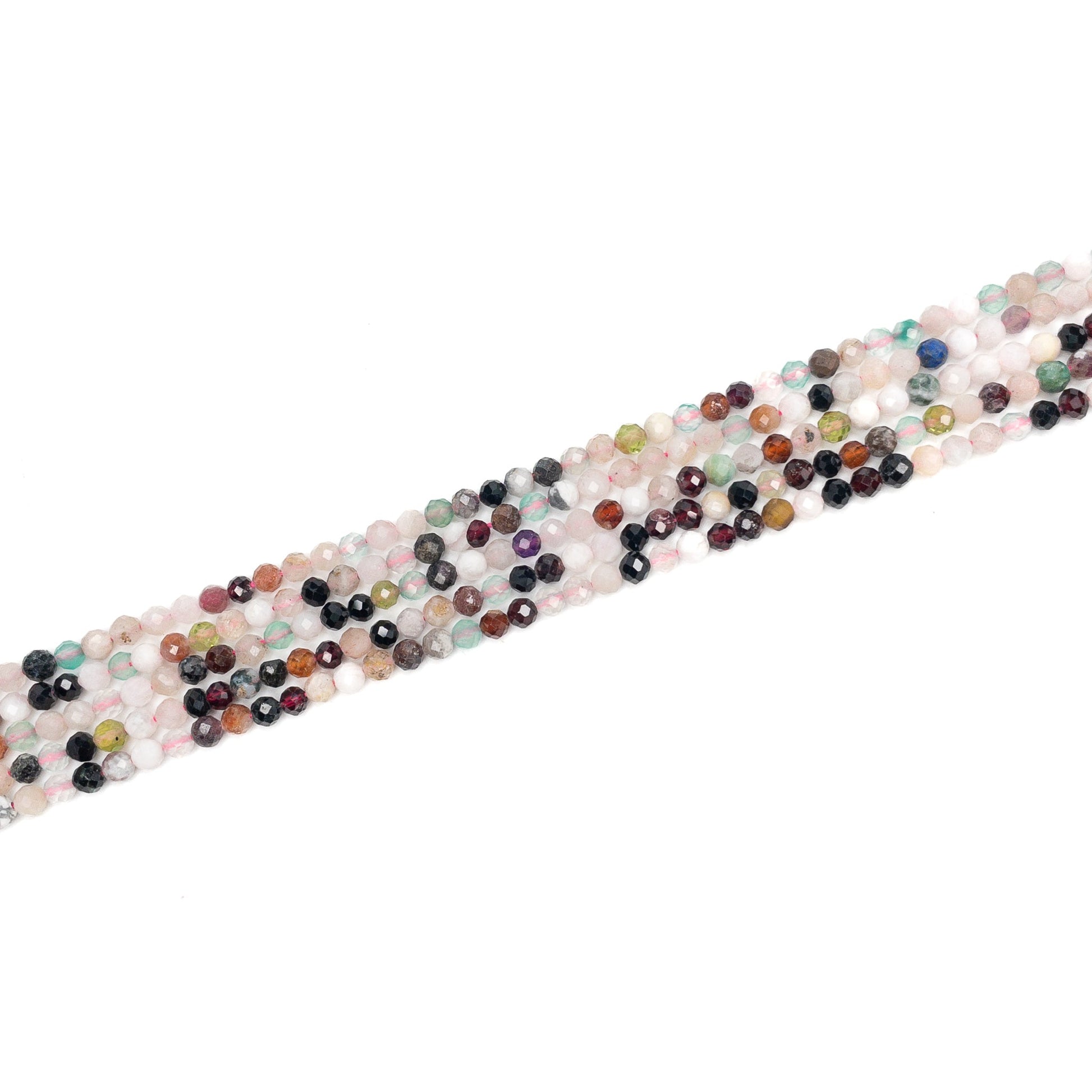 Potpourri Mix Multi-Gemstone 4mm Faceted Round Bead - 7.5" Strand