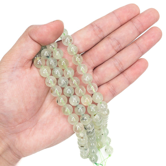 Prehnite 10mm Round Bead - 7.5" Strand