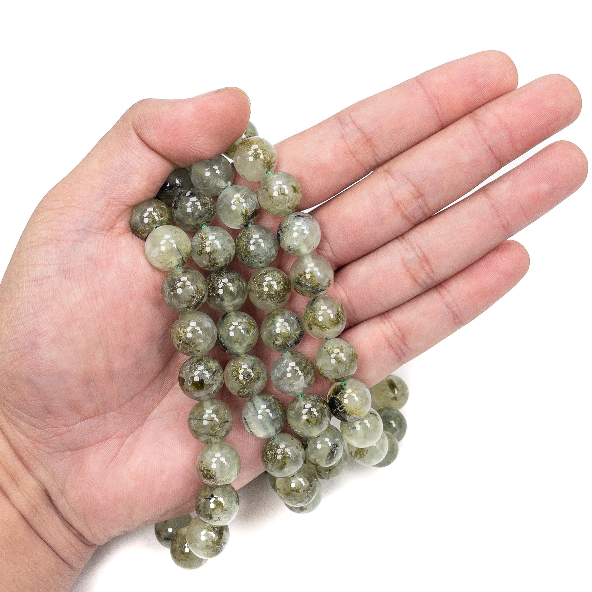 Prehnite 12mm Round Bead - 7.5" Strand