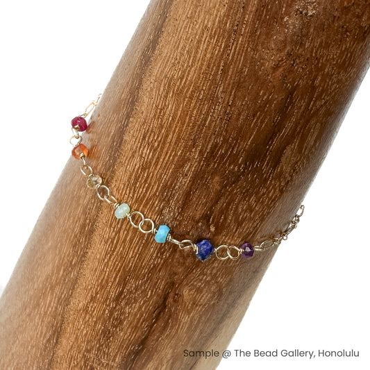 Rainbow Gemstone 4mm Faceted Rondelle Mix - 7 pcs.-The Bead Gallery Honolulu