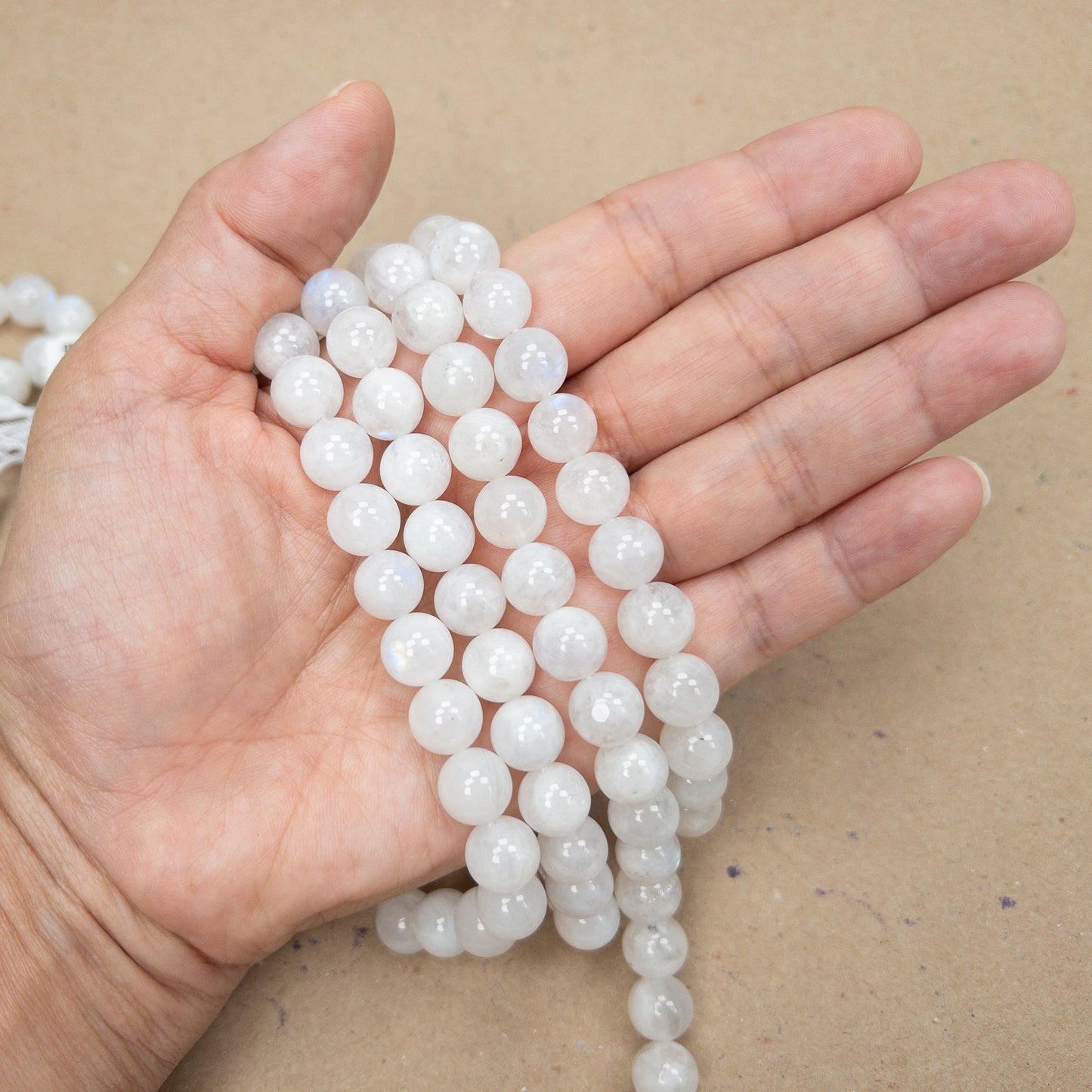 Rainbow Moonstone 10mm Round Bead - 7.5" Strand