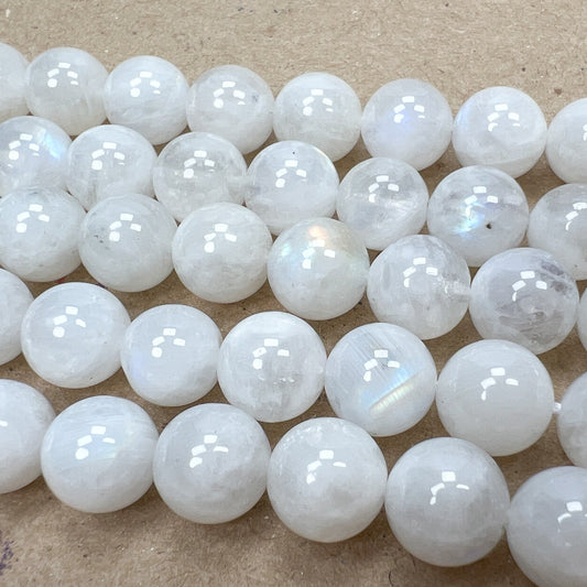 Rainbow Moonstone 10mm Round Bead - 7.5" Strand