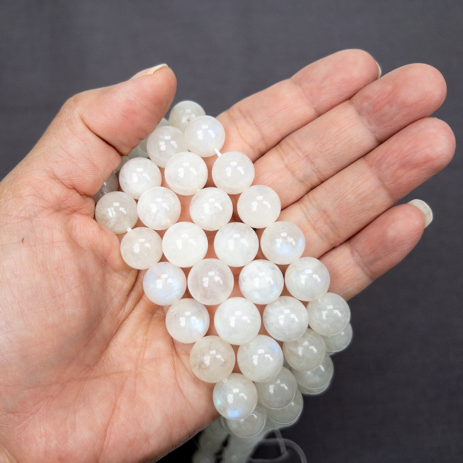 Rainbow Moonstone 12mm Round Bead - 7.5" Strand