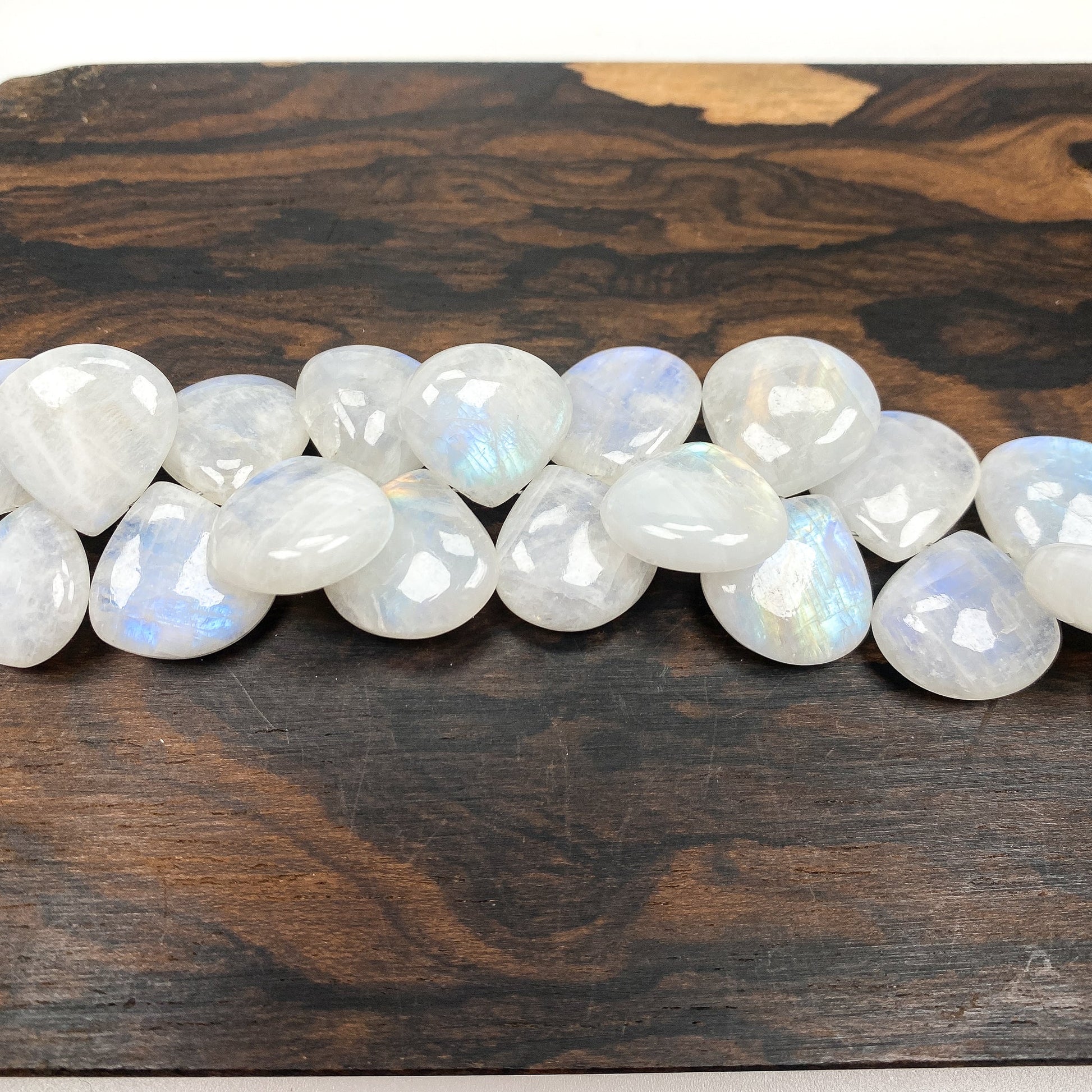 Rainbow Moonstone 16-17mm Large Smooth Heart Briolette Bead - 1 pc.