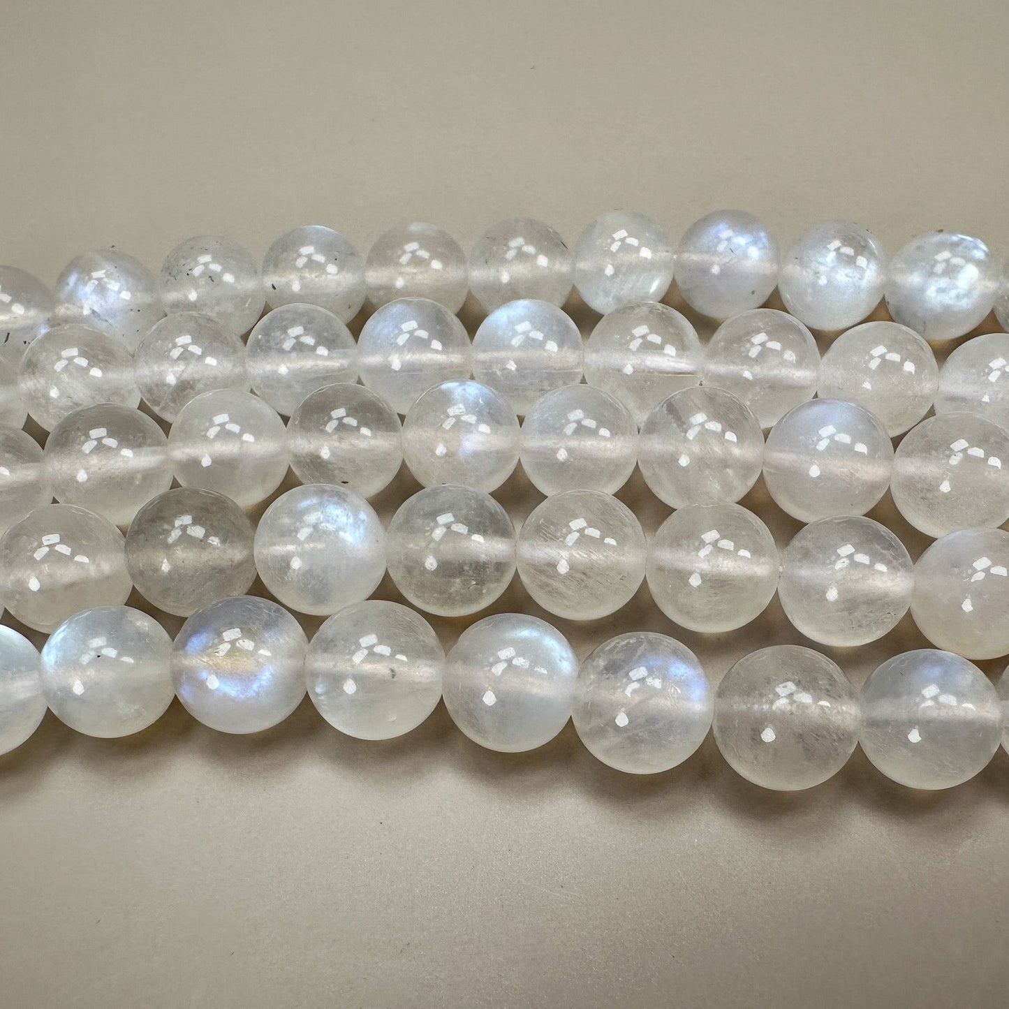 Rainbow Moonstone 8.5mm Smooth Round Bead - 7.5" Strand (GEM2189)