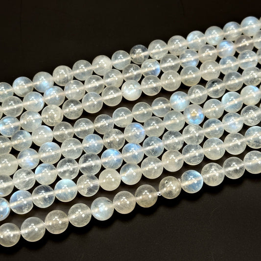 Rainbow Moonstone 8.5mm Smooth Round Bead - 7.5" Strand (GEM2189)