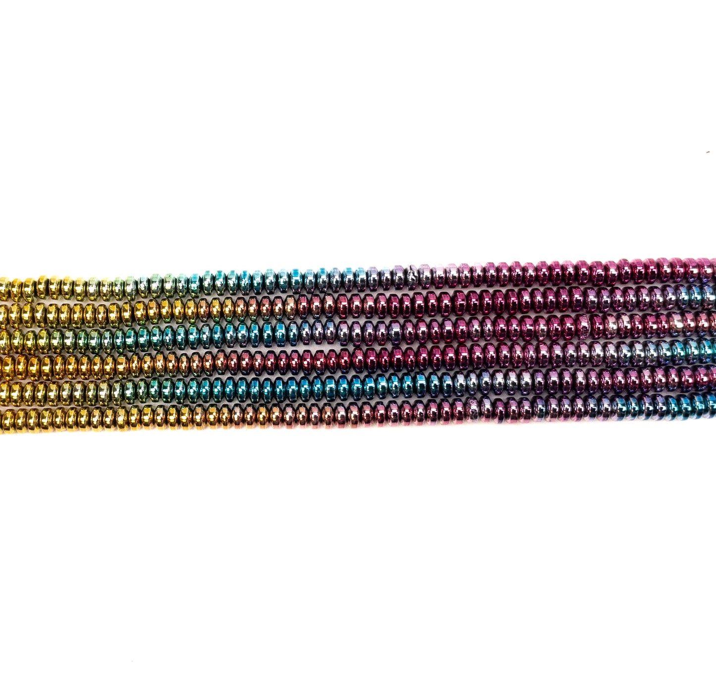 Rainbow Plated Synthetic Hematite 4.5x2mm Smooth Disk Bead - 15.5" Strand