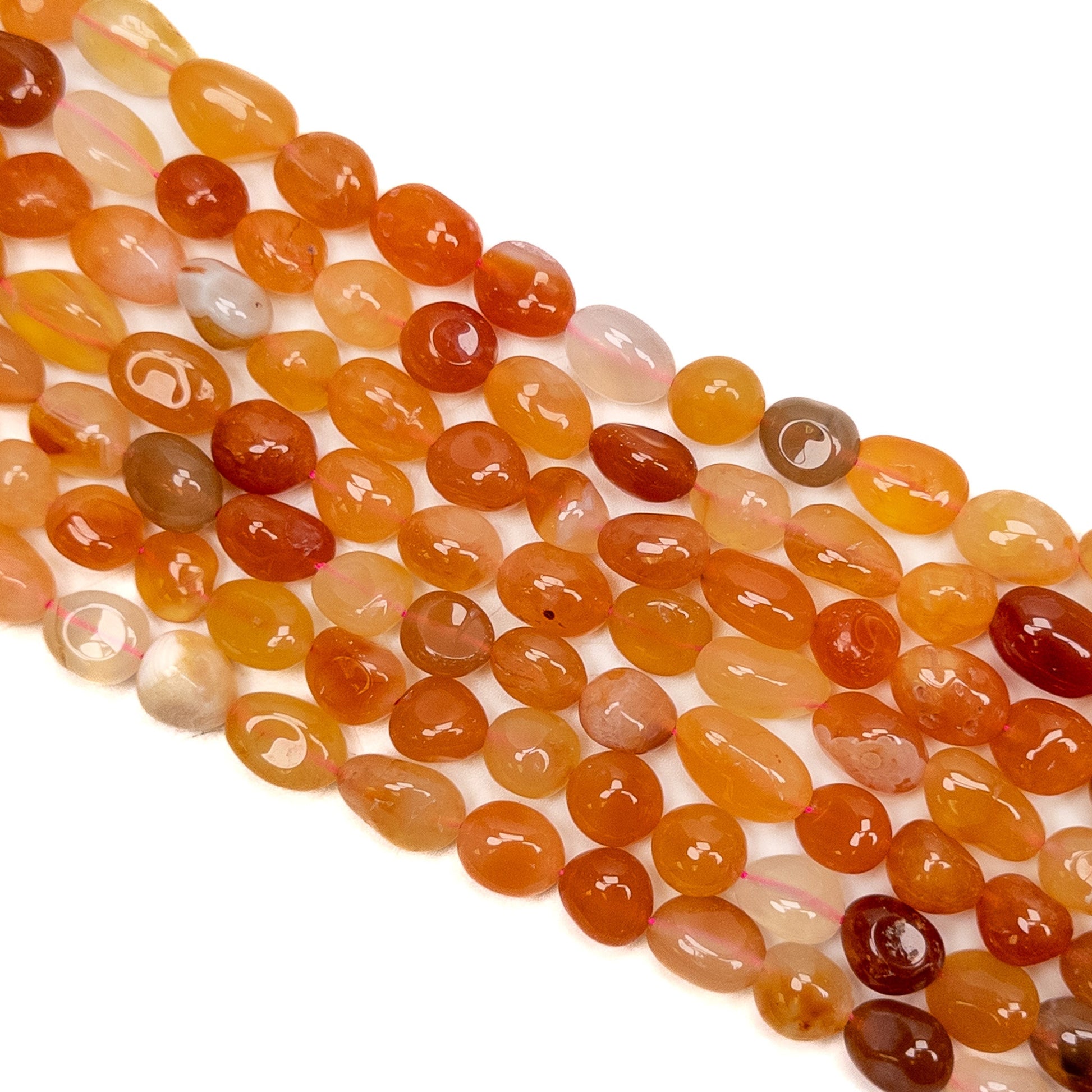 Red Botswana Agate 10mm Tumbled Nugget Bead - 7.5" Strand-The Bead Gallery Honolulu