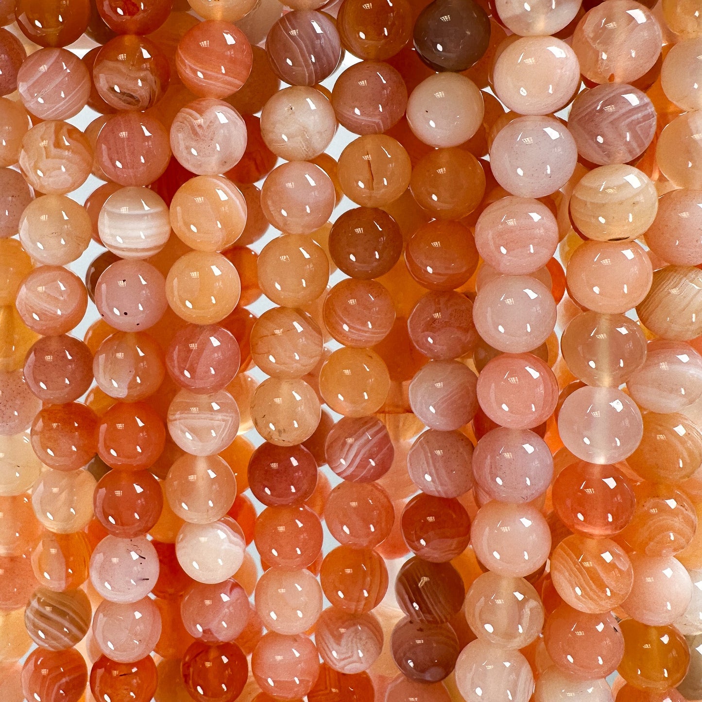 Red Botswana Agate 6mm Round Bead - 7.5" Strand (GEM 1545)