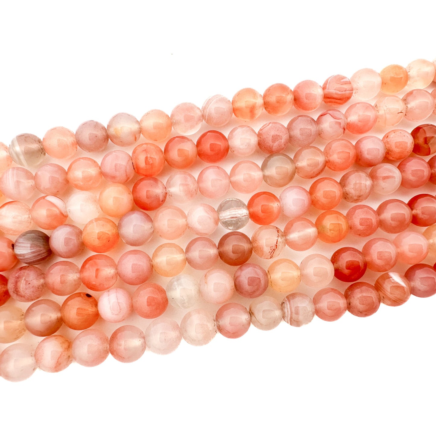 Red Botswana Agate 6mm Round Bead - 7.5" Strand (GEM1544)