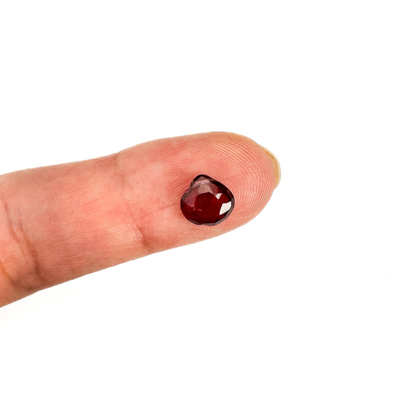 Red Garnet Flat Faceted Heart Tip Drilled Briolette Bead - 1 pc. (P3275)