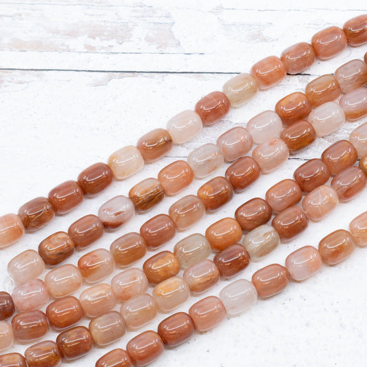 Red Hematoid Quartz 10mm Smooth Barrel Bead - 7.5" Strand