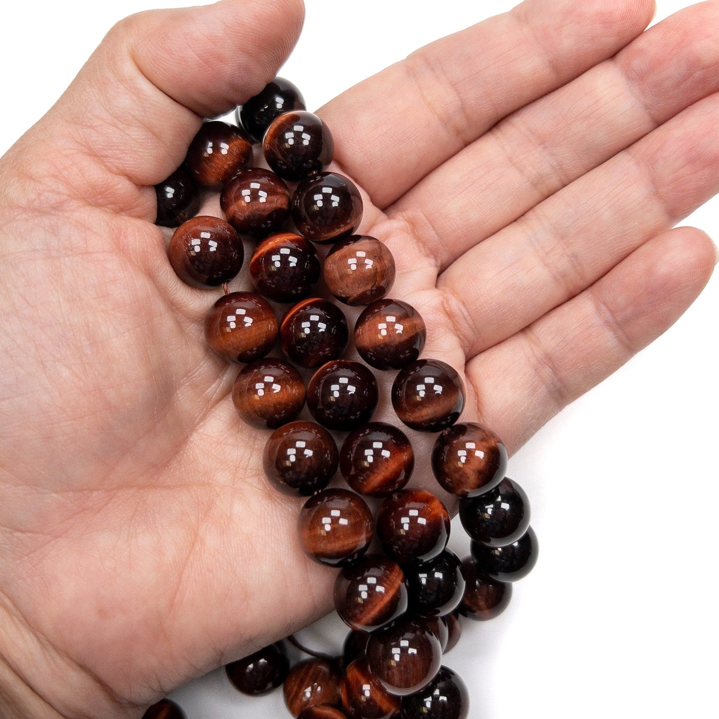 Red Tiger Eye 12mm Round Bead - 8" Strand