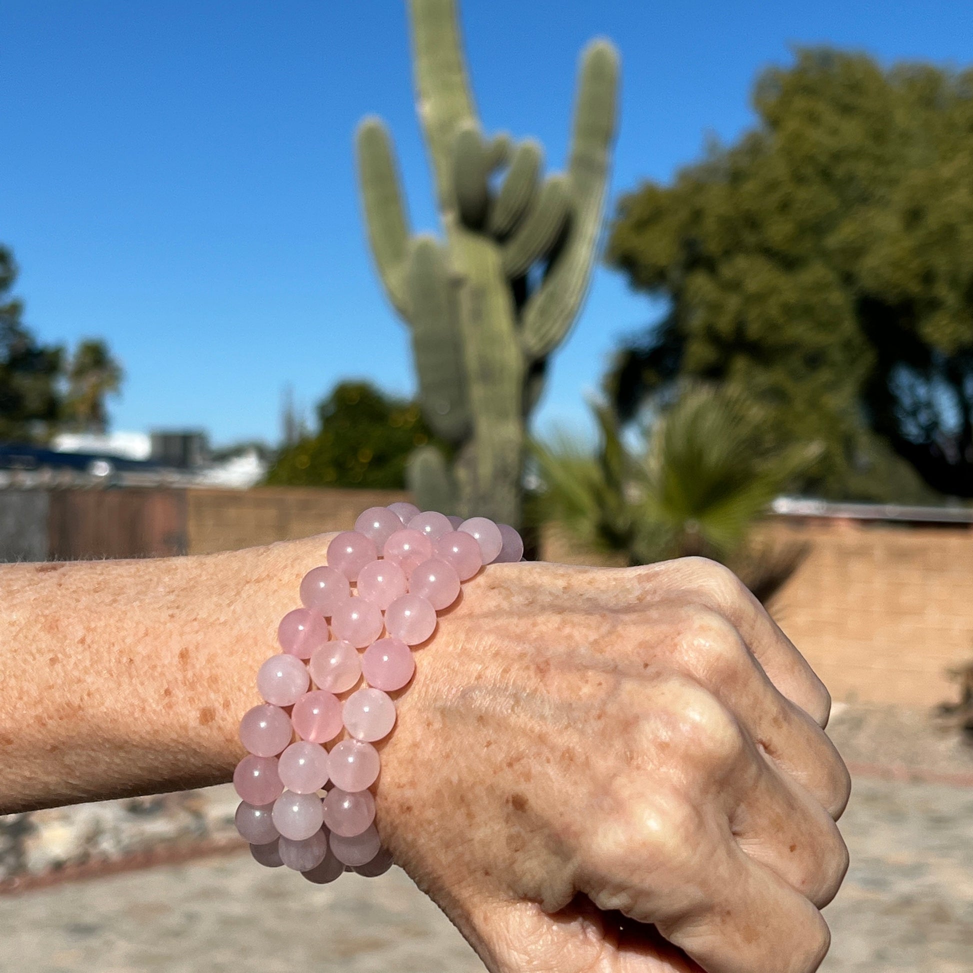 Rose Quartz 10mm Round Bead Stretchy Bracelet