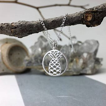 Round Framed Pineapple Charm (2 Metal Options Available) - 1 pc.