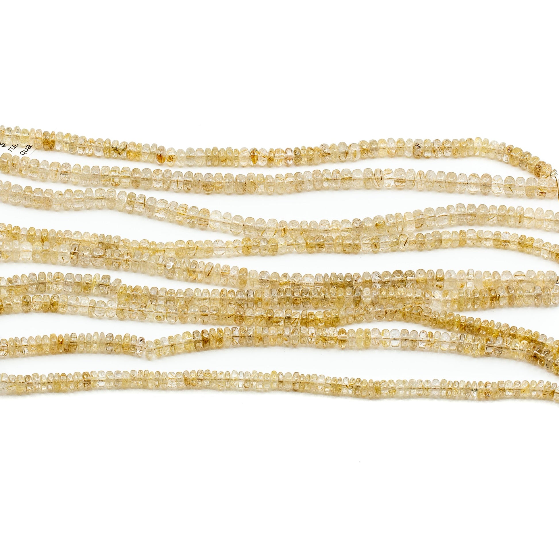 Rutilated Quartz 7x3mm Smooth Rondelle Bead - 8" Strand