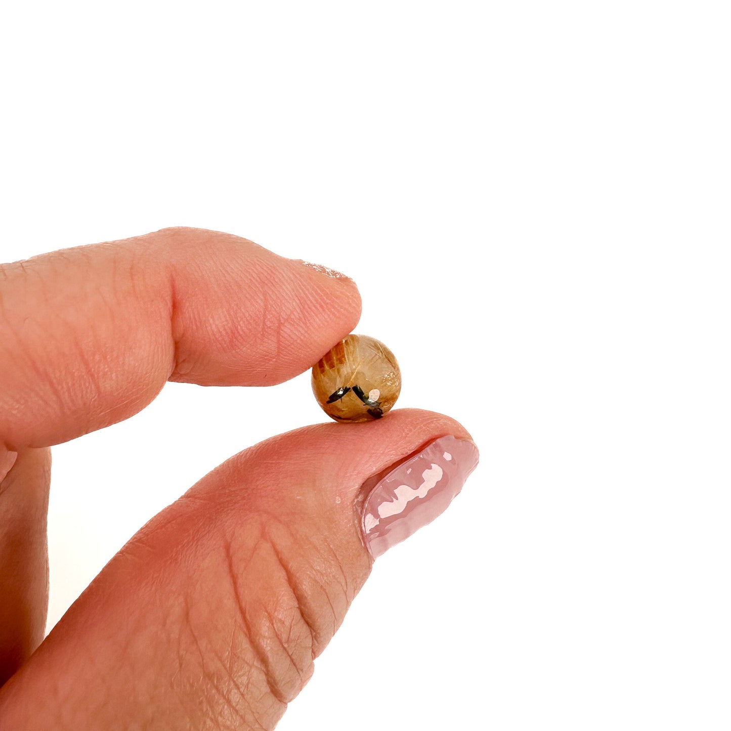 Rutilated Quartz Smooth Round Bead (2 Size Options) - 1 pc. (P3218)