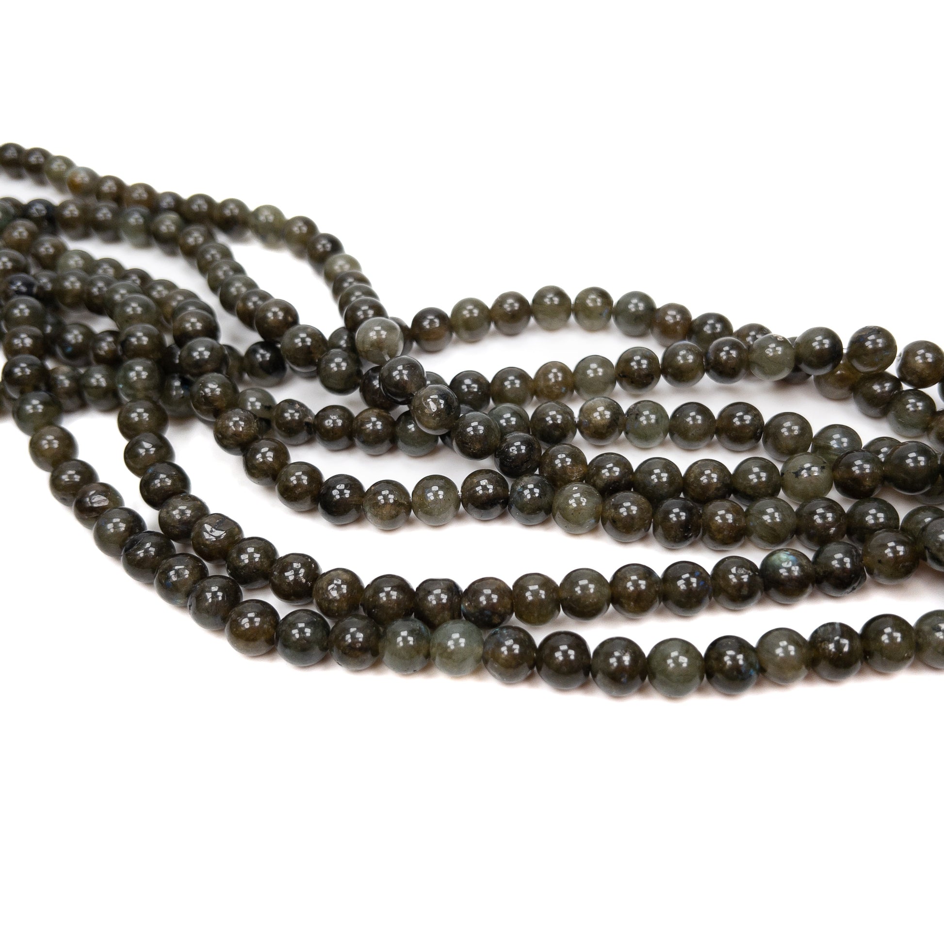 Sage Labradorite 9mm Round Bead - 8" Strand