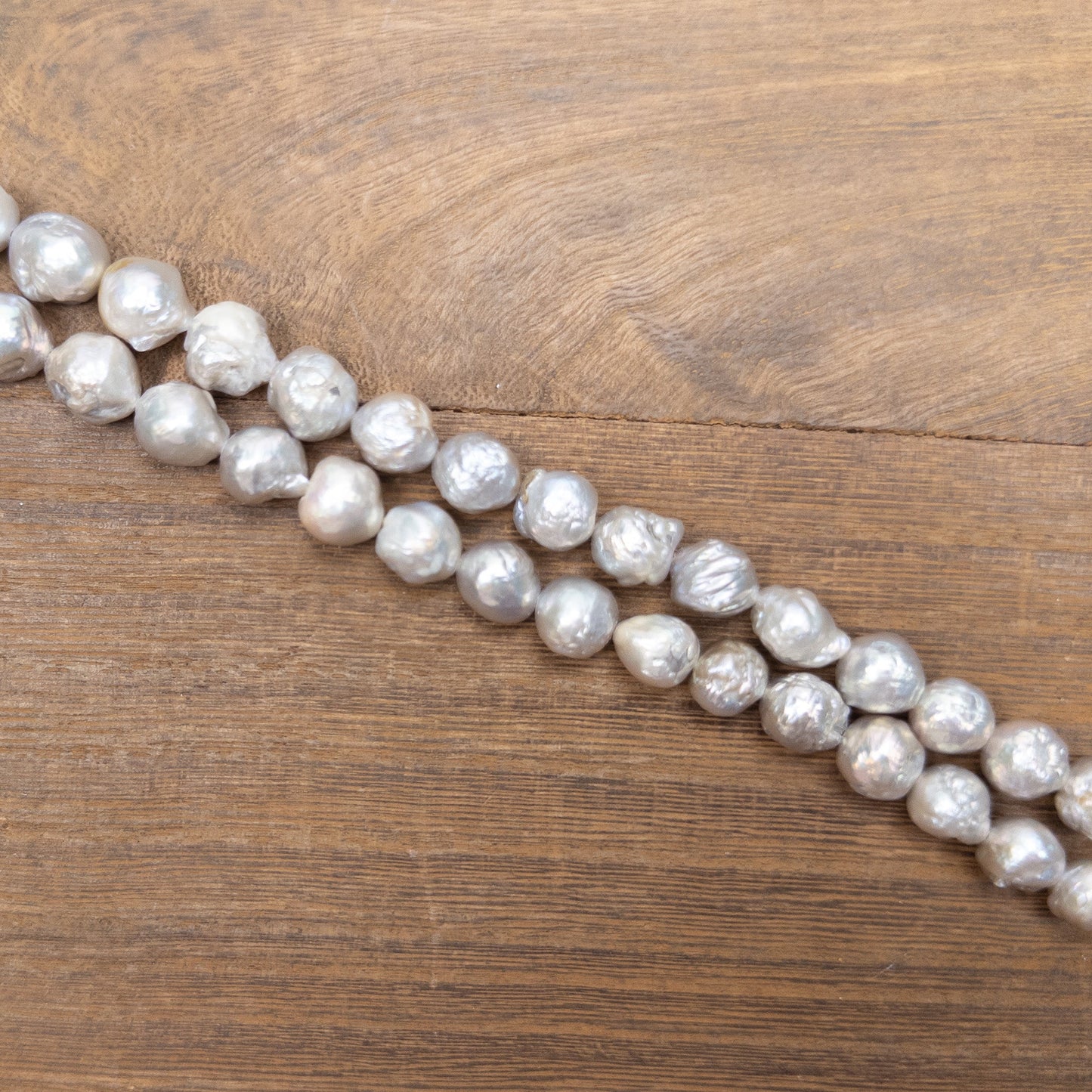 Sage Rose Frost 8-11mm Baroque Freshwater Pearl Bead - 8" Strand