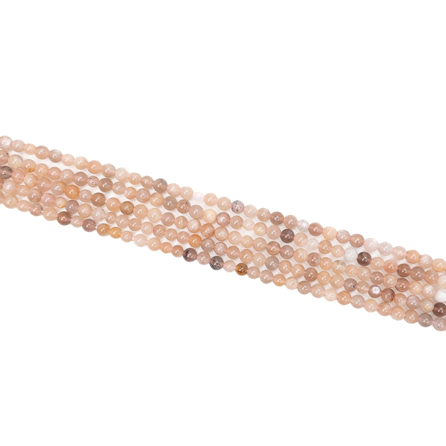 Peach Moonstone 4mm Round Bead - 7.5" Strand