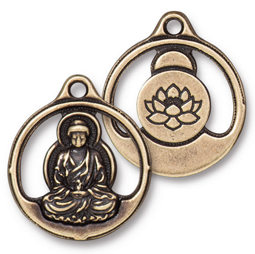 Seated Buddha with Lotus Charm (3 Colors Available) - 1 pc.