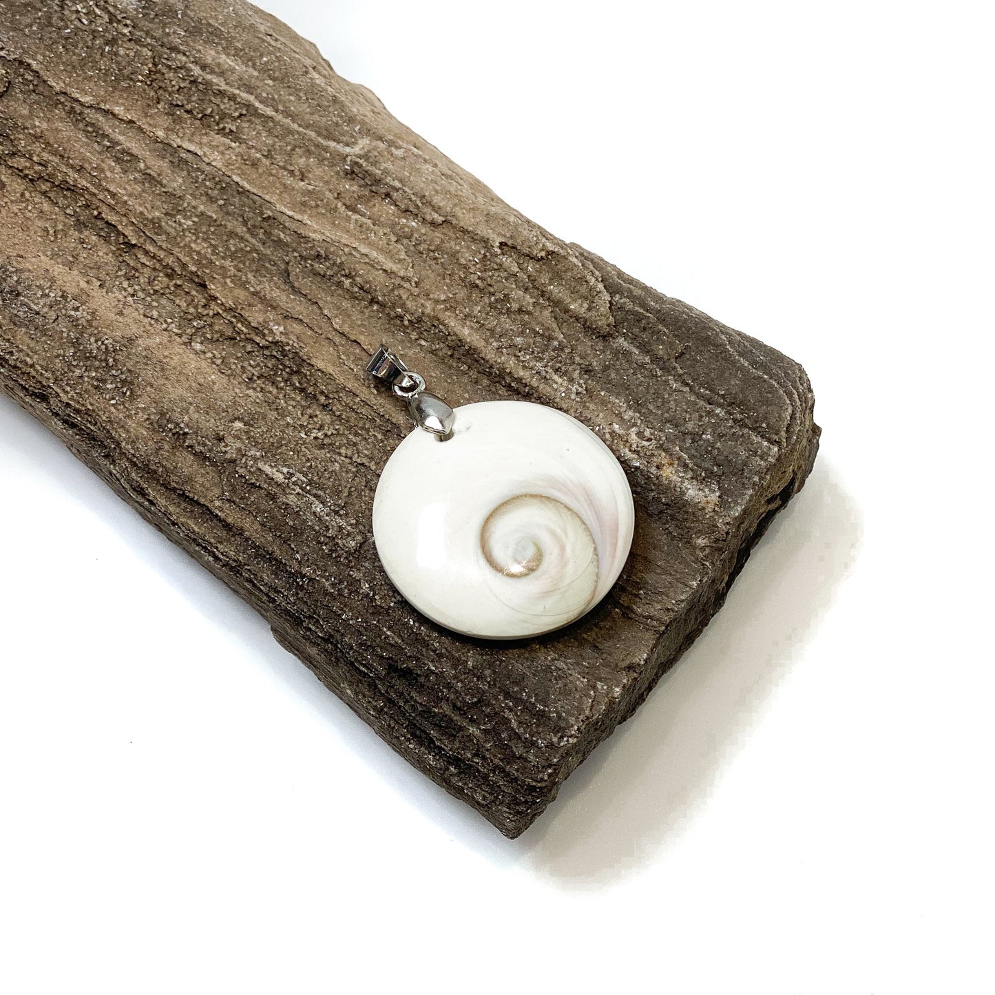 Shiva Eye Shell Pendant - Smooth Flat Round