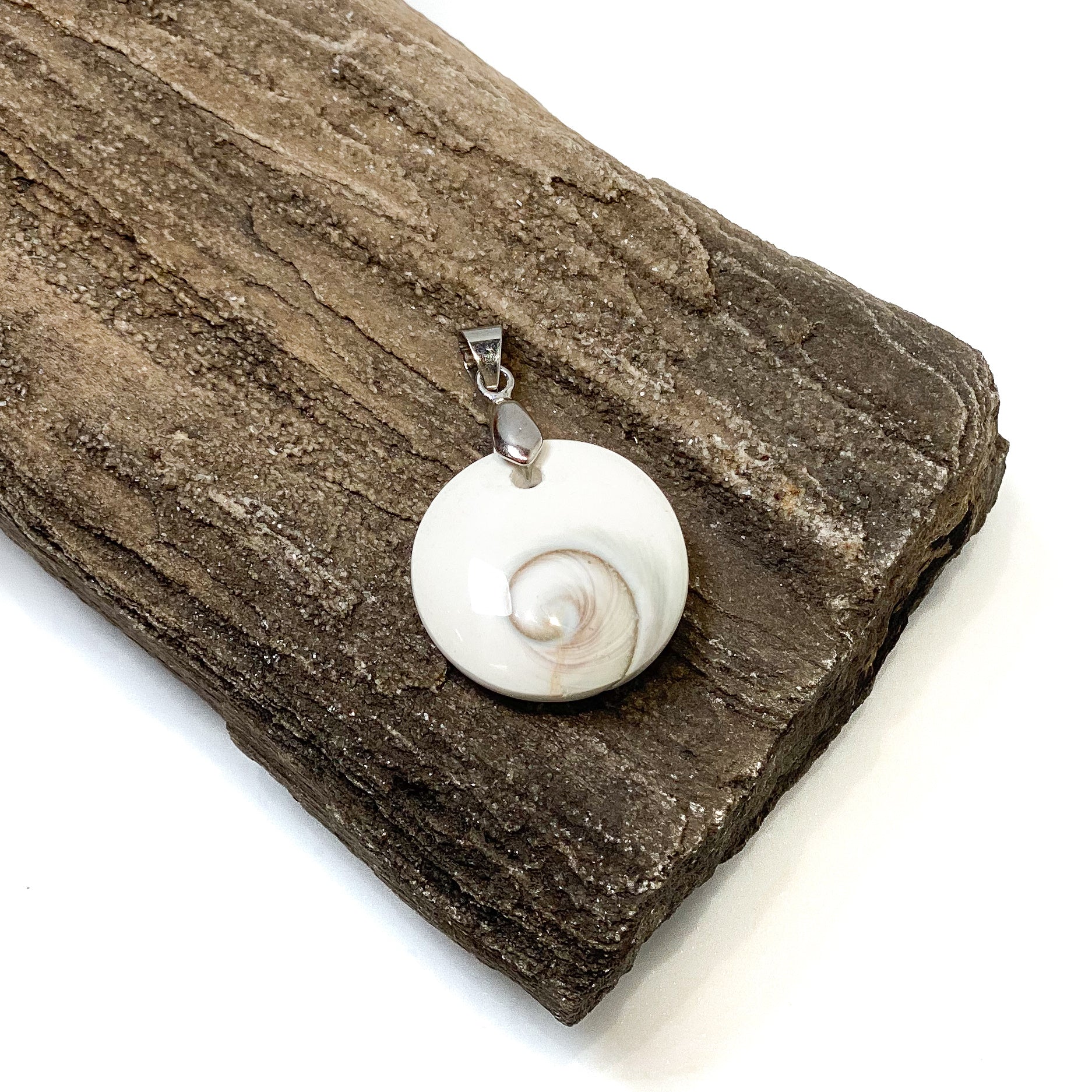 Shiva Eye Shell Pendant - Smooth Flat Round