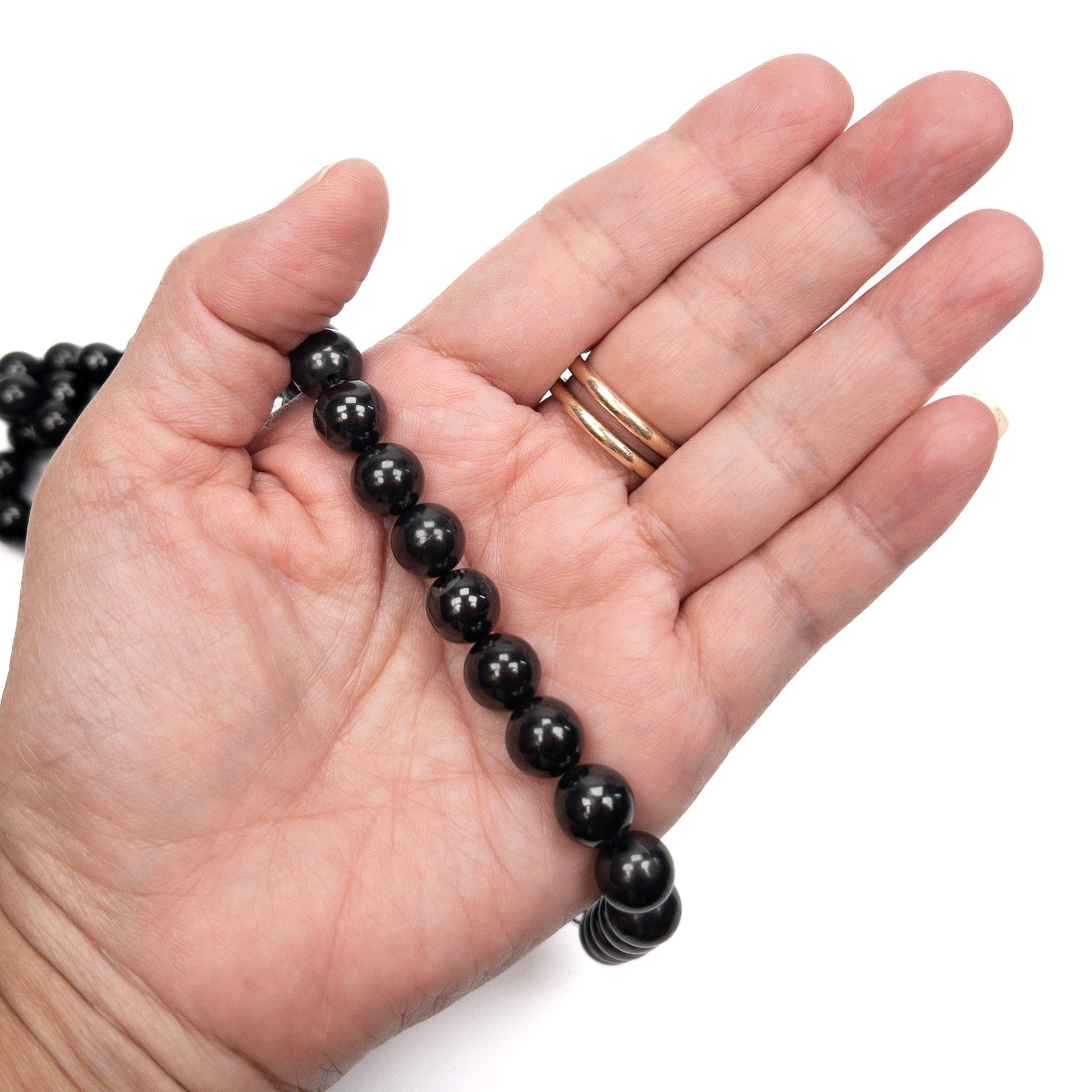 Shungite 10mm Round Bead - 7.5" Strand