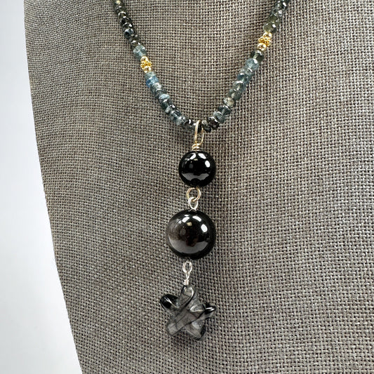 Silver Obsidian, Hypersthene, and Picasso Jasper Mala Bead Mix -3 pcs. (MIX096)