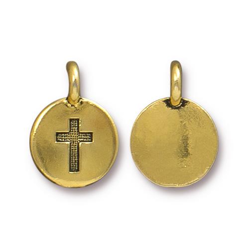 Simple Cross Coin Charm - 2 pcs.