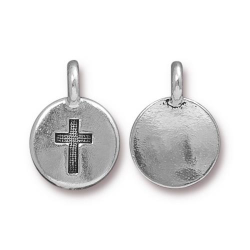 Simple Cross Coin Charm - 2 pcs.