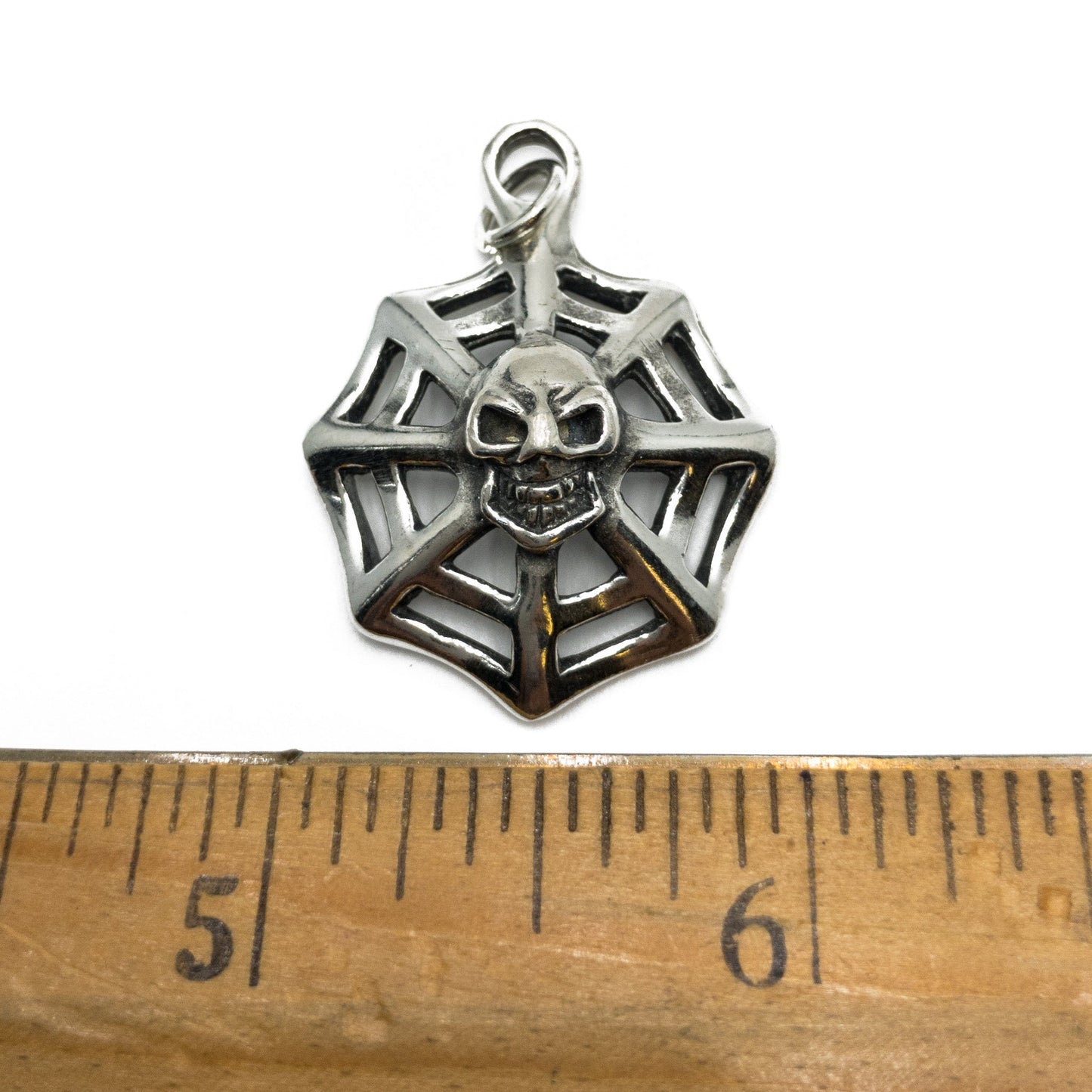 Skull on Web Charm - 1 pc. (M2057)