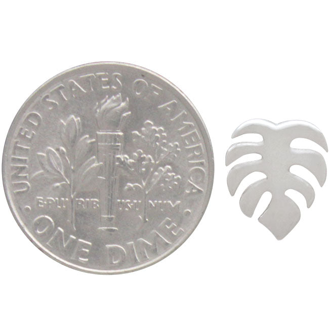 Small Monstera Leaf Post Earrings (Sterling Silver) - 1 pair-The Bead Gallery Honolulu