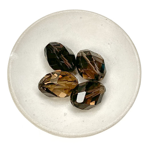 Smoky Quartz 13x18mm Step Cut Twist Long Drill Oval Bead - 1 pc.-The Bead Gallery Honolulu