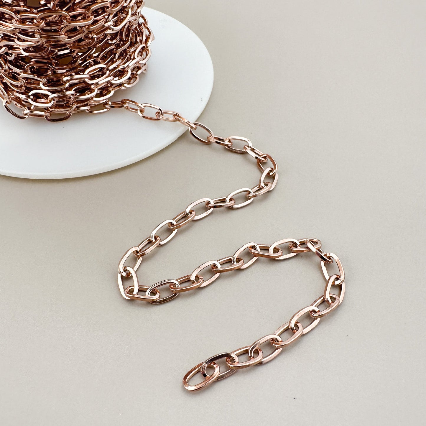 Square Drawn Cable Rose Gold Plated Chain - 1 ft. (CB56)