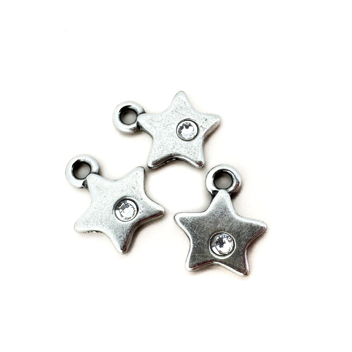 Star Charm with Crystal (Antiqued Pewter) - 1 pc. (M1869)