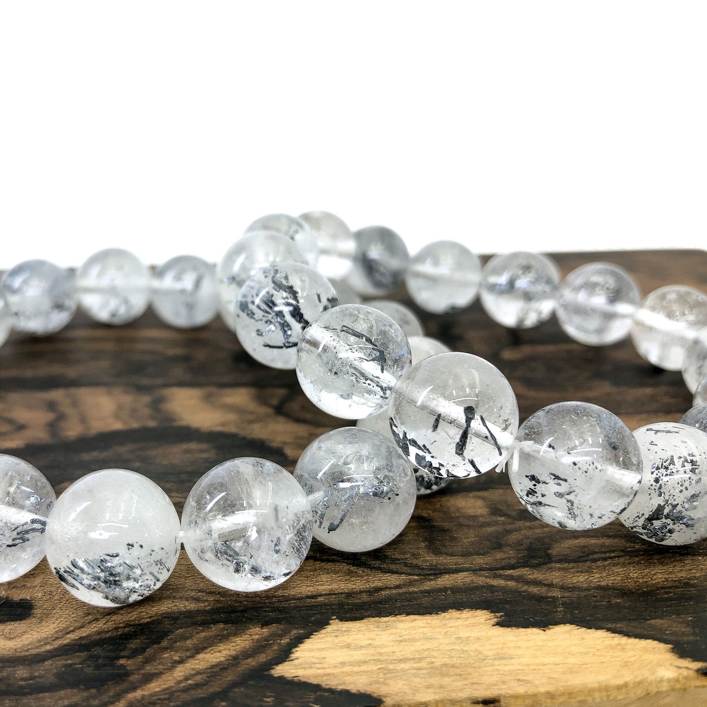 Stibnite In Quartz 15mm Smooth Round Bead - 1 pc.-The Bead Gallery Honolulu