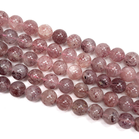 Strawberry Quartz 10mm Round Bead - 7.5" Strand