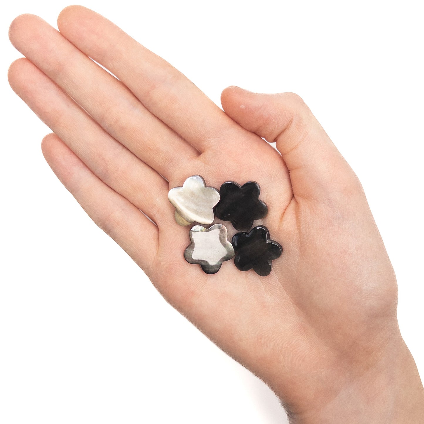 Tahitian Black Lip Oyster Shell 18mm Flat 5-Petal Flower Bead - 1 pc.-The Bead Gallery Honolulu